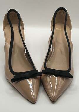 Draper James RSVP Patent Pointed Toe Kitten Heels w/Black Bow Sz 7.5